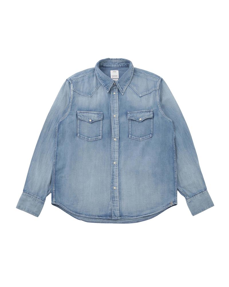 トップス visvim SS SHIRT DMGD LT.INDIGO SOCIAL SCULPTURE SHIRT DMGD | Visvim Official North American Web Store